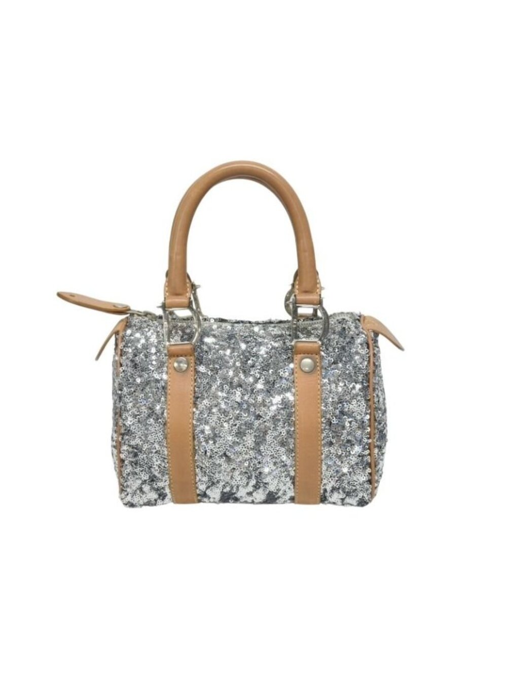 Dior Mini Boston Bag Sequin Leather Silver